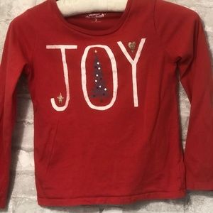 Christmas Girl's Long Sleeve Shirt with Sparkle